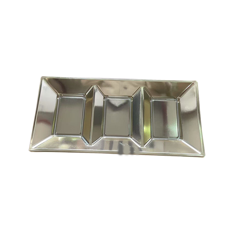 صينية وجبة خفيفة من البلاستيك الفضي 3 شبكة