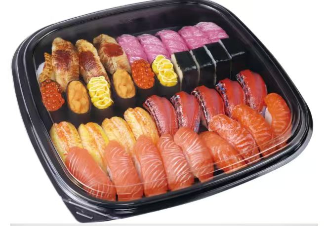 صندوق تعبئة طعام الحيوانات الأليفة القابل للتصرف على شكل مربع، صينية سوشي